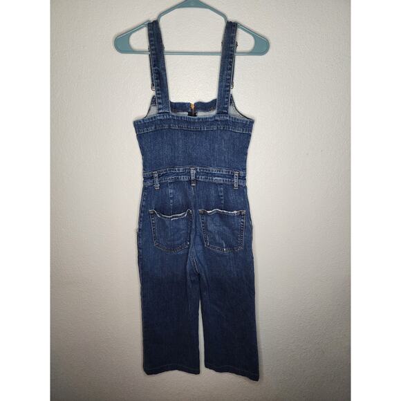 Reformation Jenny Zip Front Denim Jumpsuit Cropped Wide Leg Jean Overalls Kasai - Picture 4 of 13